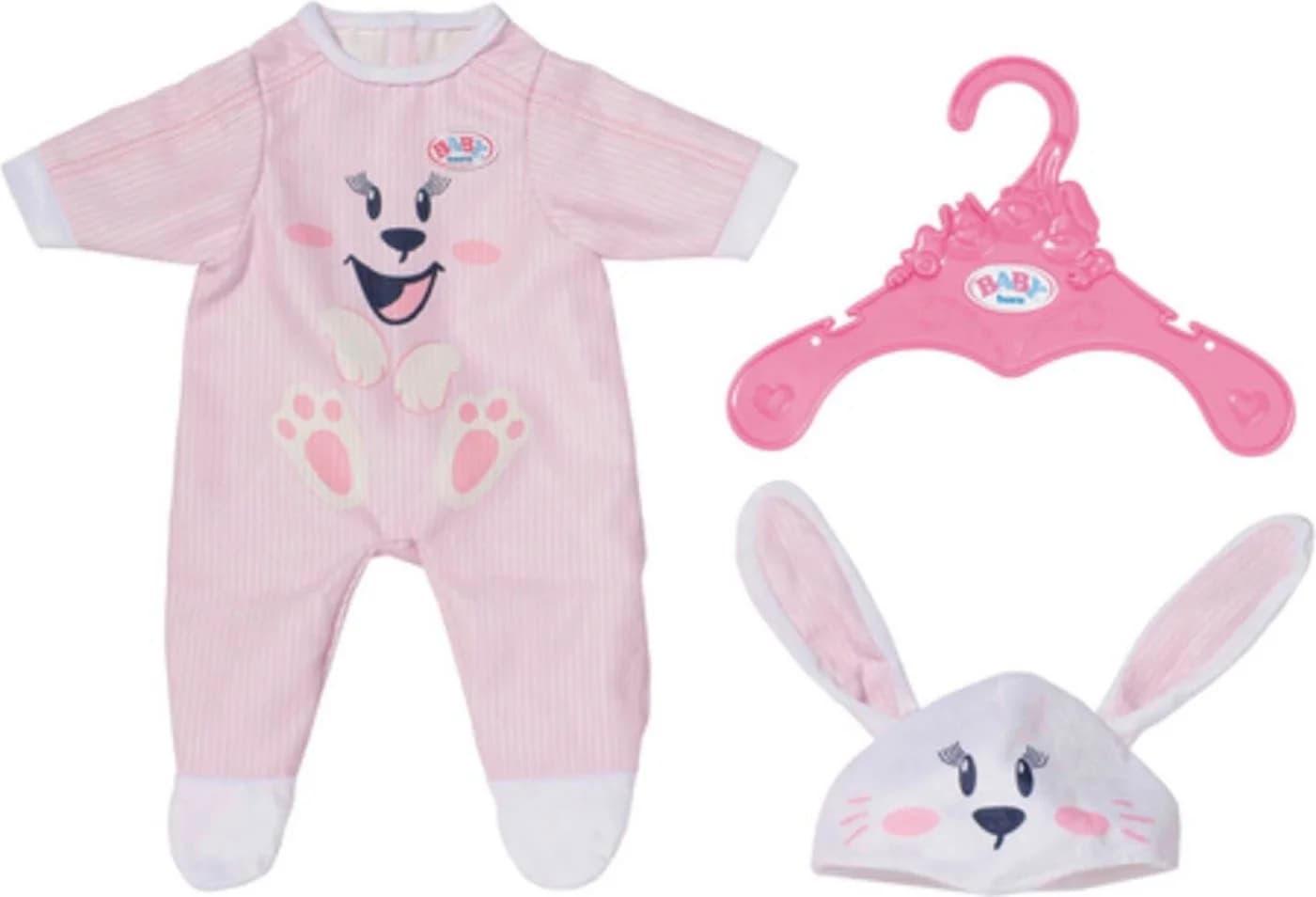 Baby Born Puppenkleidung Häschen Kuschelanzug Rosa Onesie Mütze - Bild 2