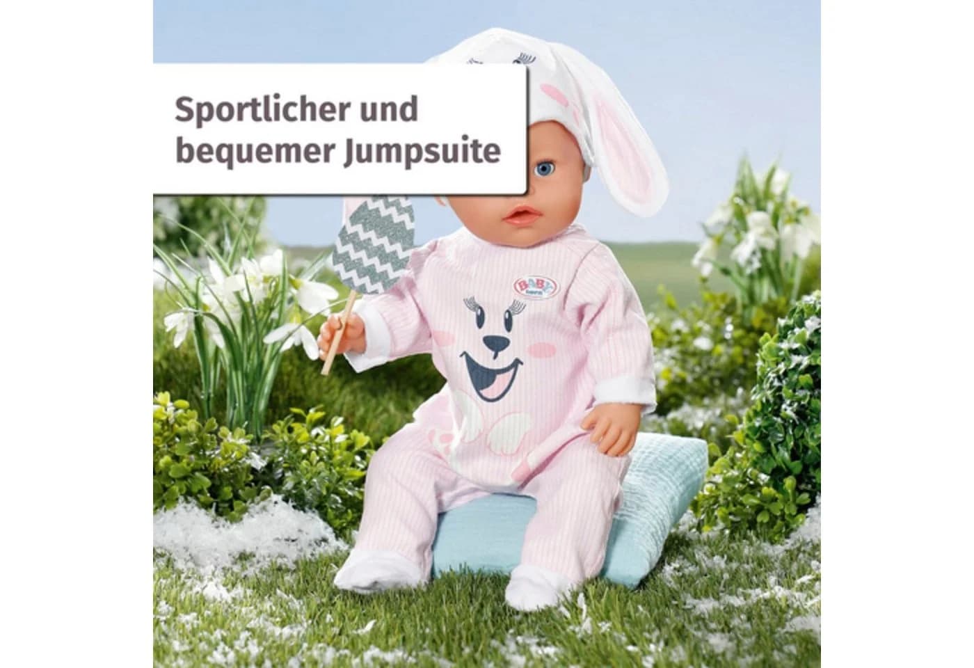 Baby Born Puppenkleidung Häschen Kuschelanzug Rosa Onesie Mütze - Bild 4