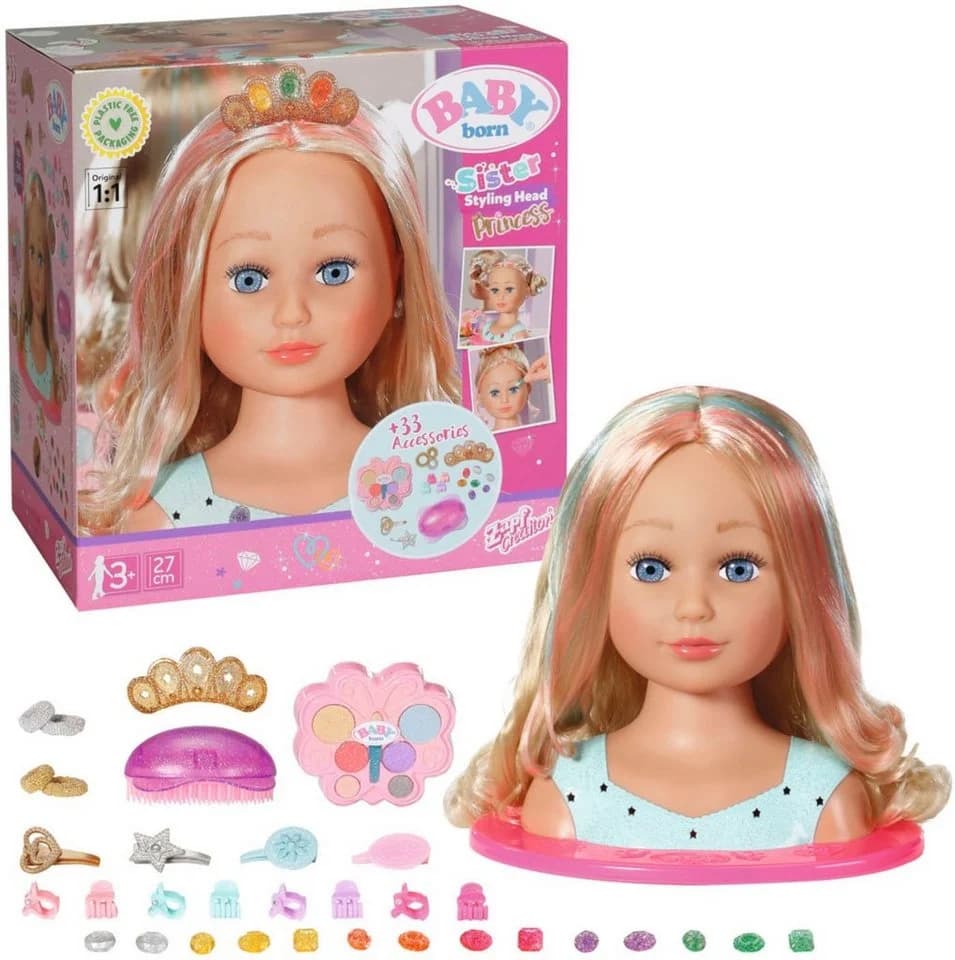 BABY BORN Sister Styling Head Prinzessin Frisier- & Schminkkopf Rosa mit Zubehör - Bild 2
