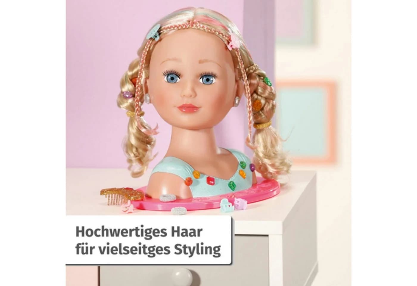 BABY BORN Sister Styling Head Prinzessin Frisier- & Schminkkopf Rosa mit Zubehör - Bild 4