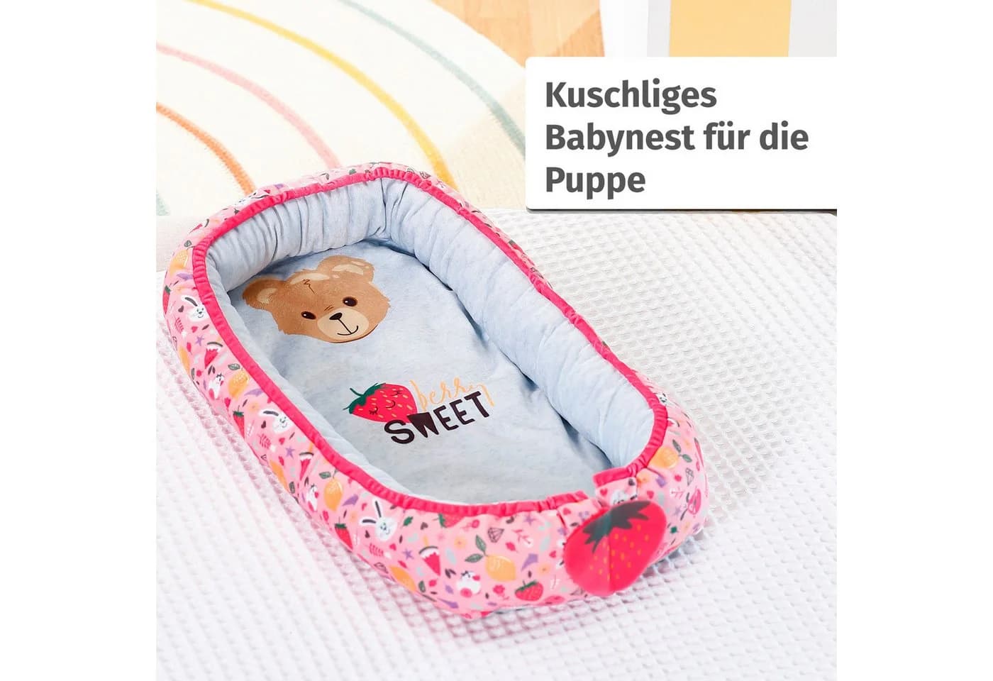 Baby Born Puppen Trage Babynest Bunt Beeren- und Bärendesign - Bild 3