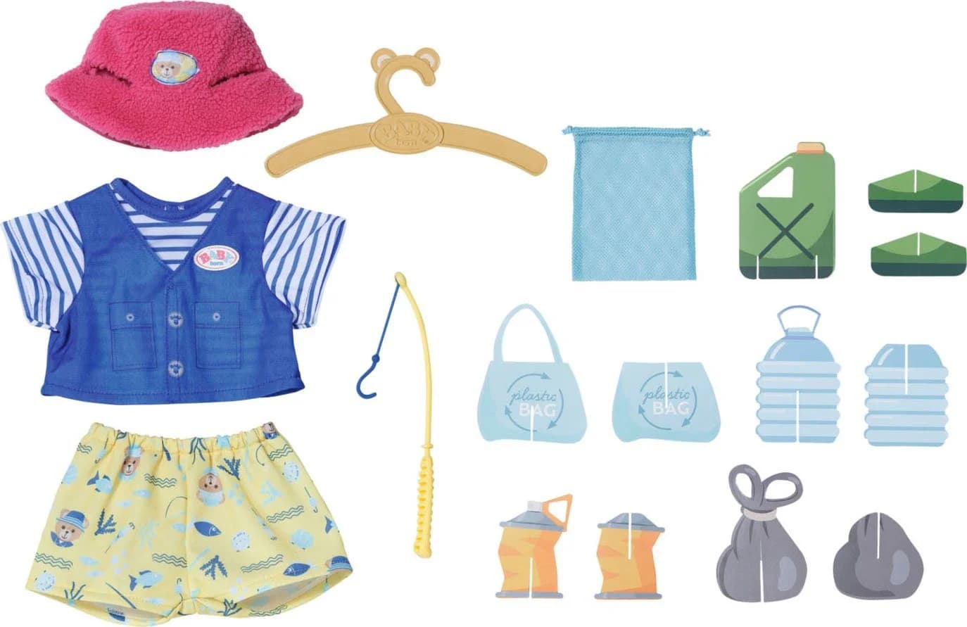 Baby Born Puppenkleidung Teddys Angler-Outfit Bunt Pink