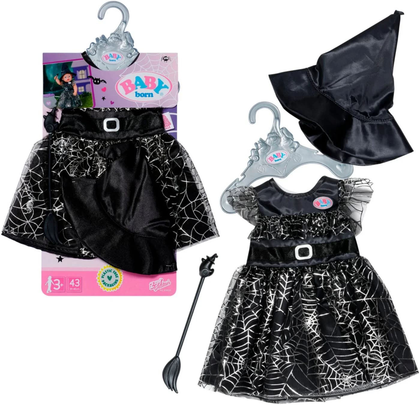 BABY Born Puppenkleidung Hexenkleid Bunt mit Besen und Hut - Bild 2