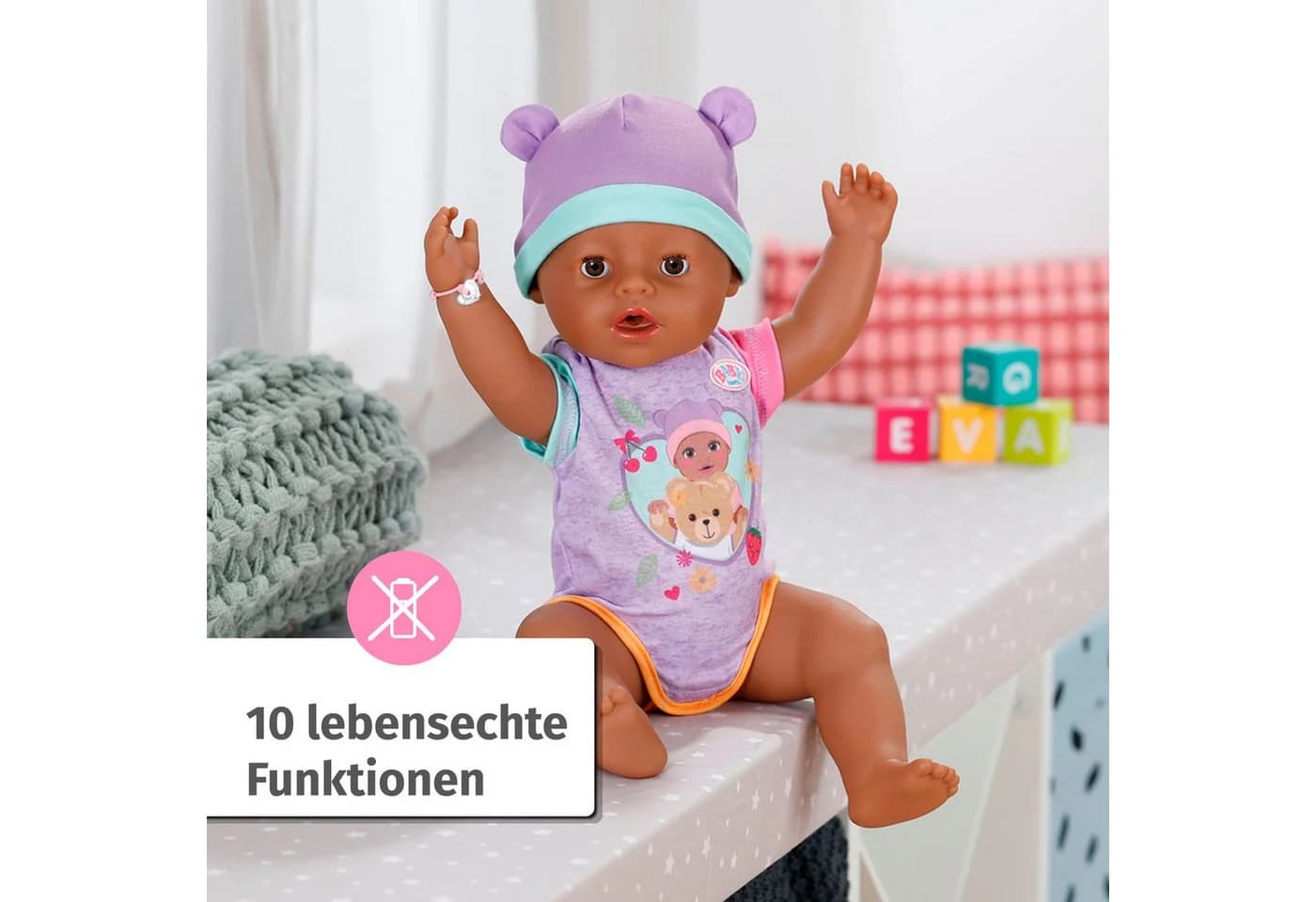 BABY BORN Babypuppe Eva 43 cm mit Magic Schnuller und 10 Accessoires - Bild 5