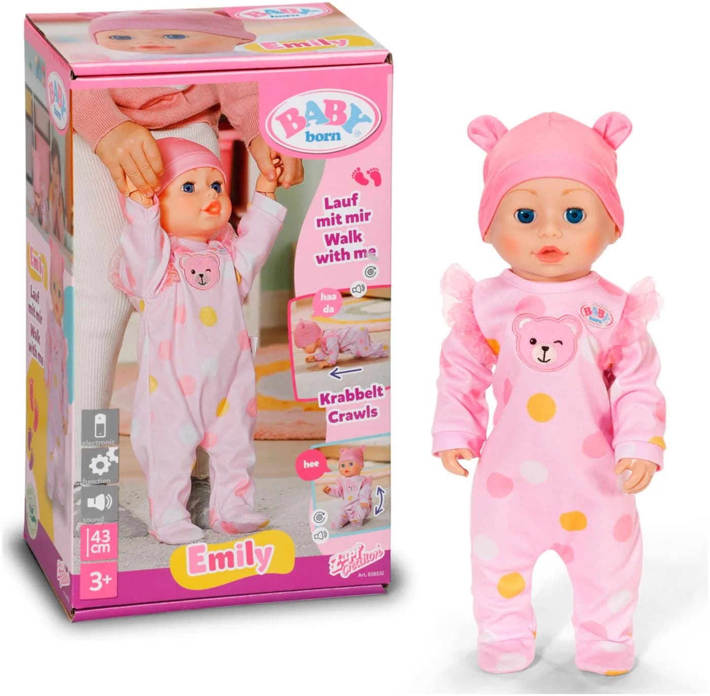 Stehpuppe BABY BORN Emily Lauf mit mir 43 cm Rosa - Bild 2