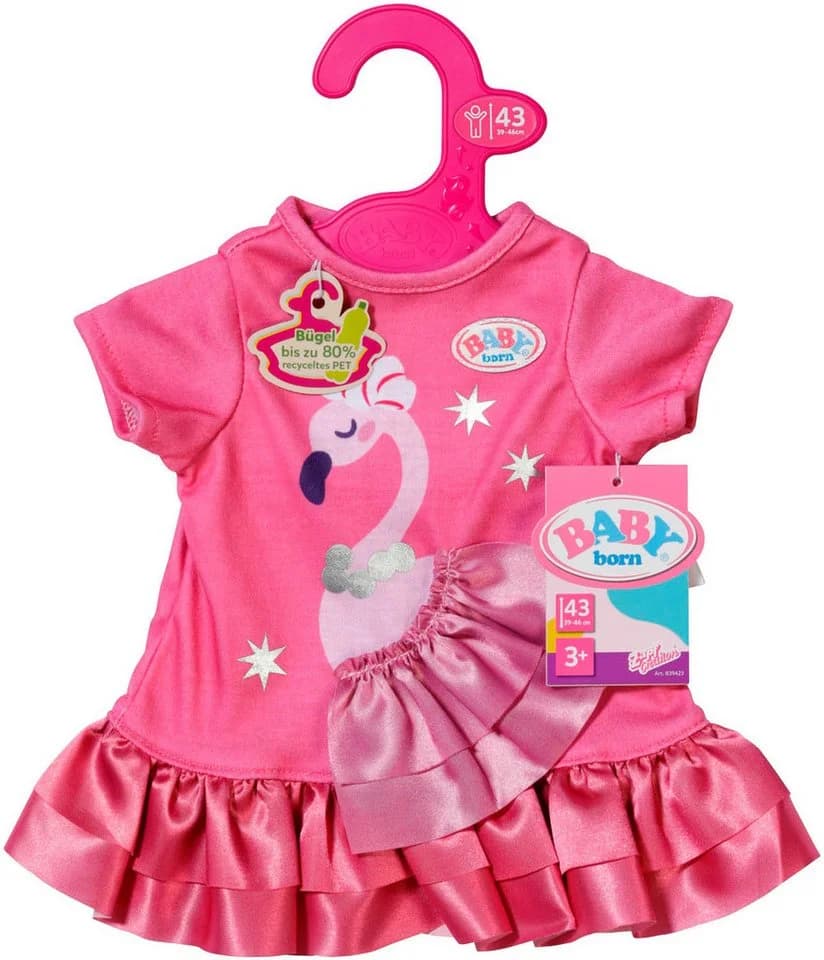 Baby Born Puppenkleidung Kleid Flamingo Rosa Silber 43 cm - Bild 2