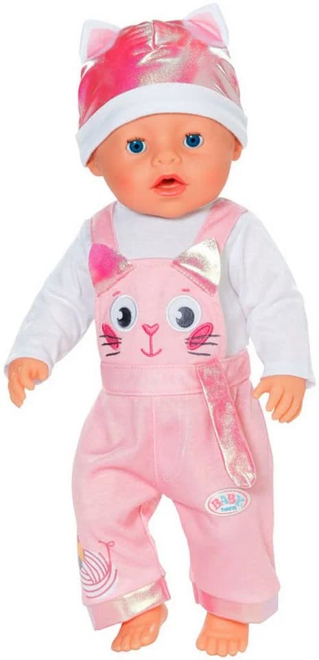 Baby Born Puppenkleidung Einteiler mit Mütze 43 cm Rosa Kätzchen