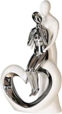 GILDE Dekofigur Romanze Skulptur Weiß/Silber Keramik Bild 1