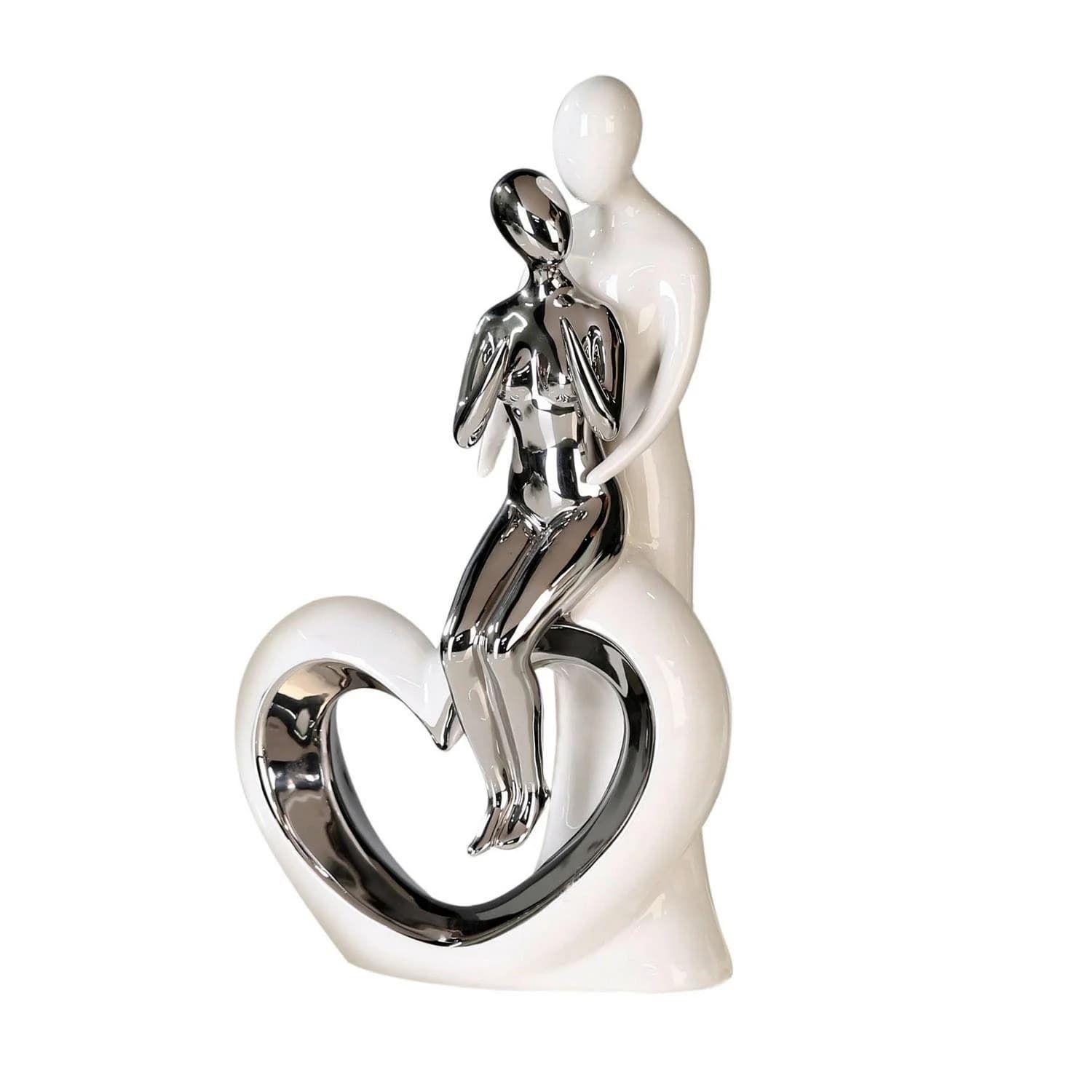 GILDE Dekofigur Romanze Skulptur Weiß/Silber Keramik - Bild 2