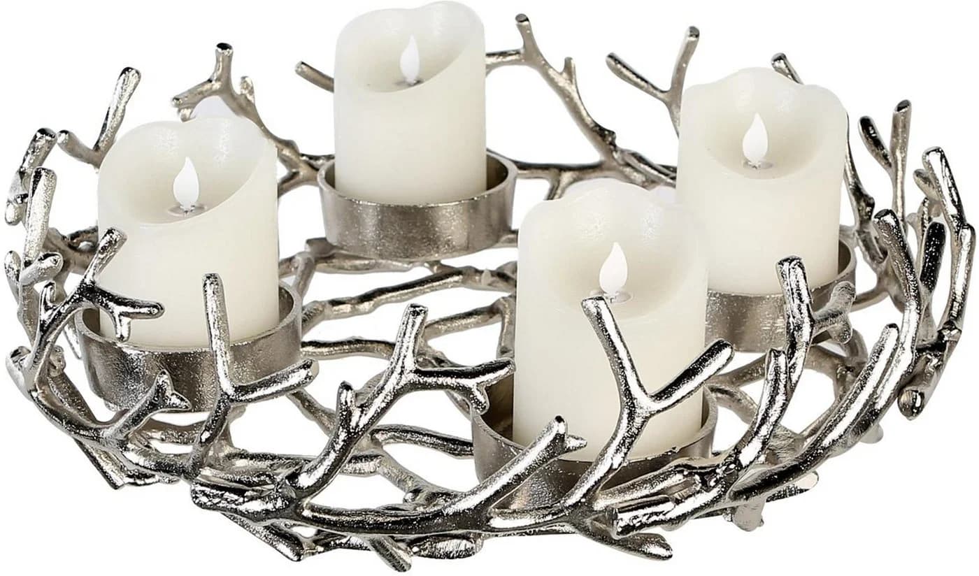 Gilde Adventsleuchter Twigs rund silberfarben Aluminium - Bild 2