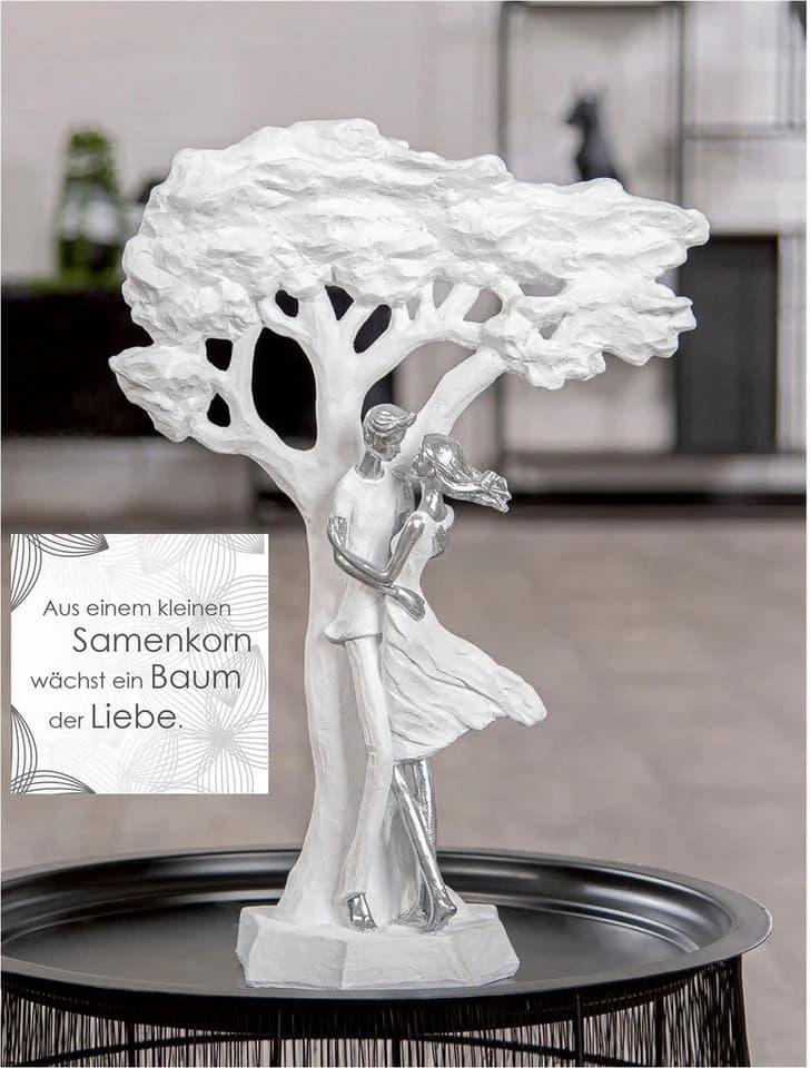 Casablanca by Gilde Skulptur Paar Baum Liebesblicke Weiß