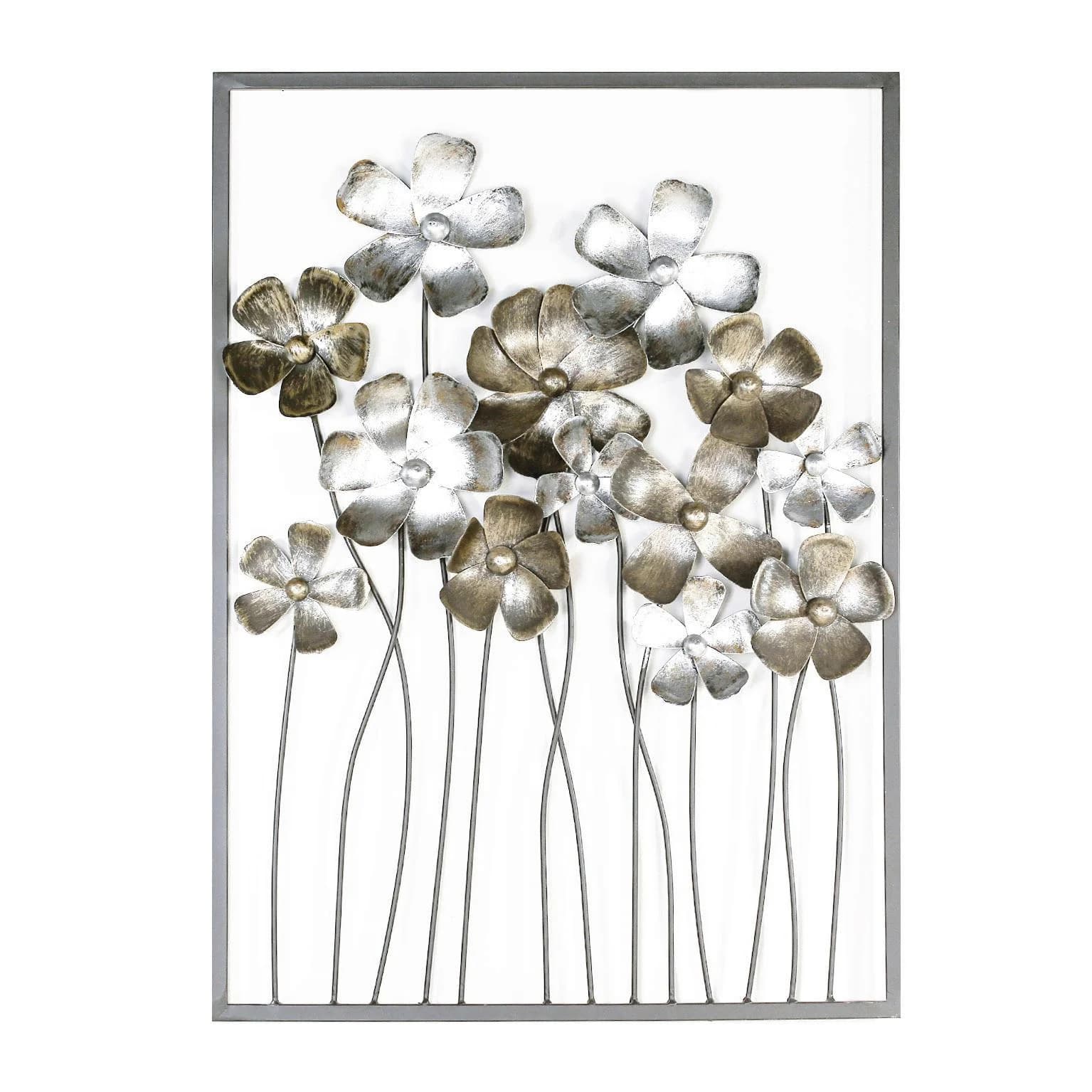 GILDE Wanddekoobjekt Wandrelief Fleurs Braun/Champagnerfarben Metall