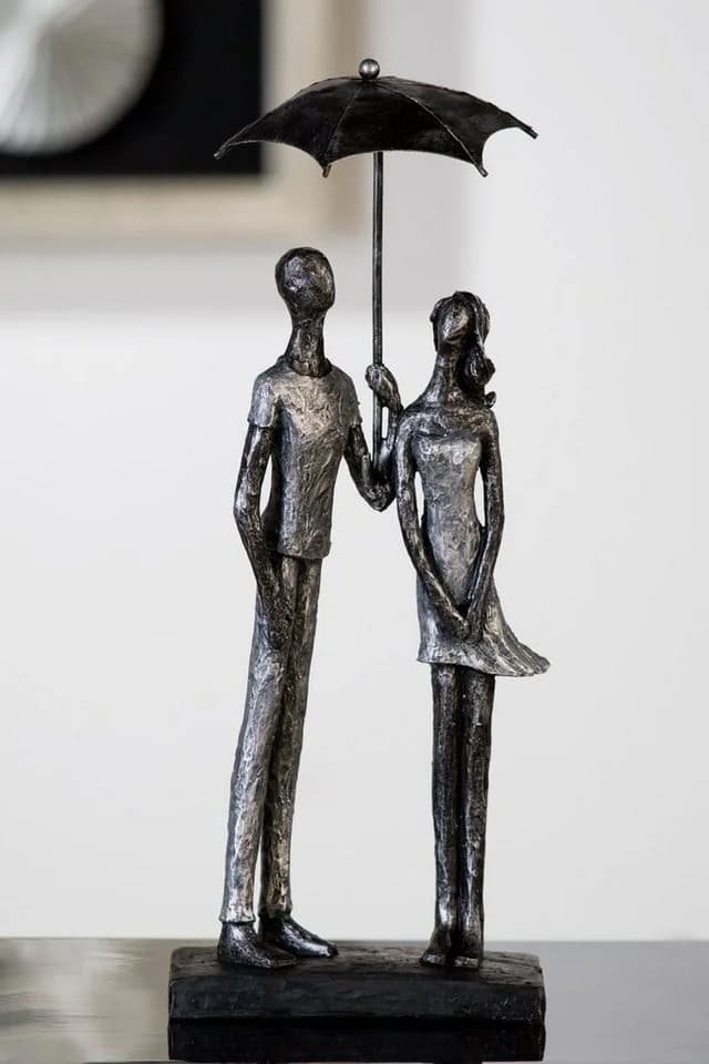 Casablanca by Gilde Dekofigur Skulptur Umbrella Silber Antikfinish