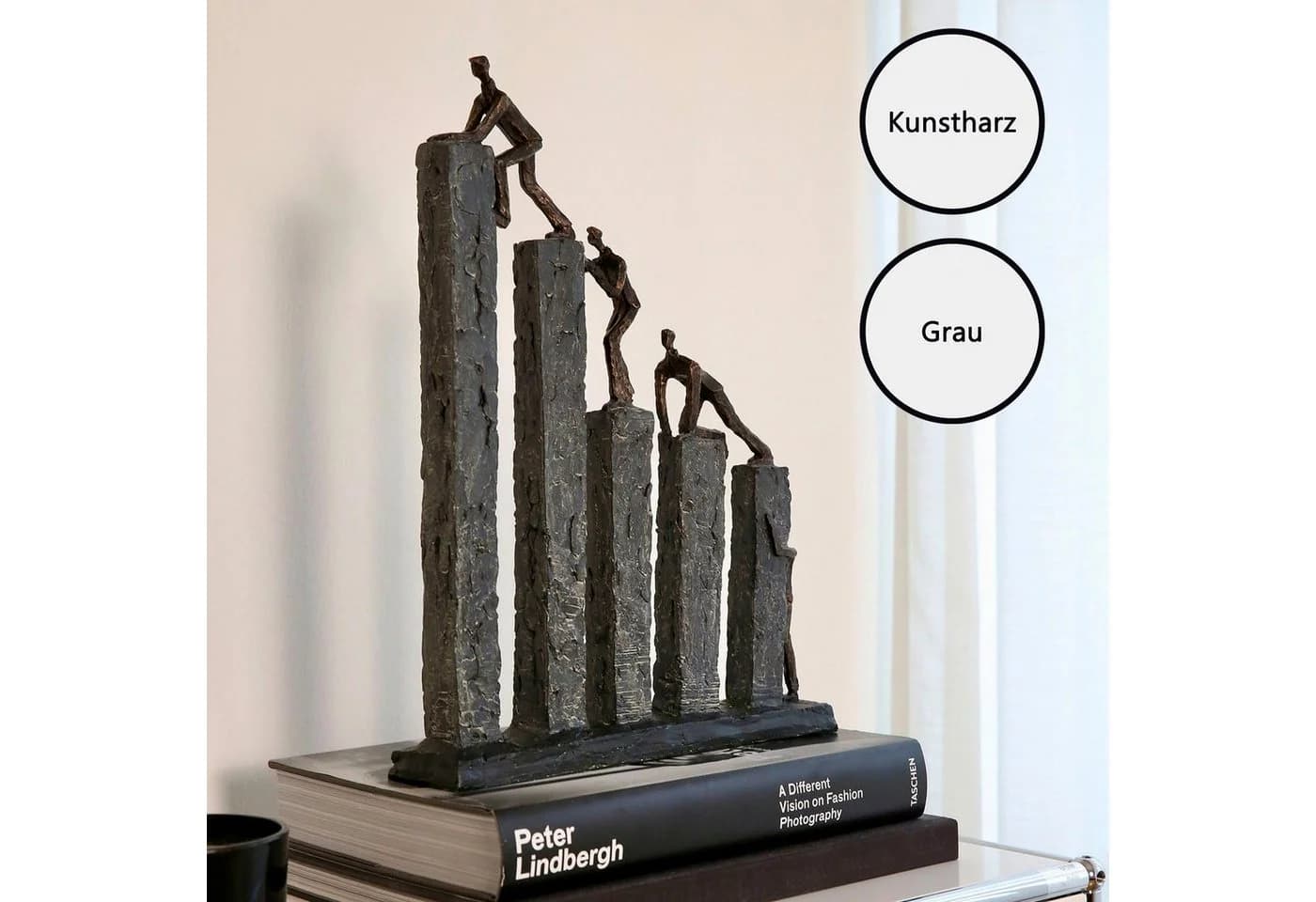 Casablanca by Gilde Dekofigur Skulptur Raise Grau Kunstharz