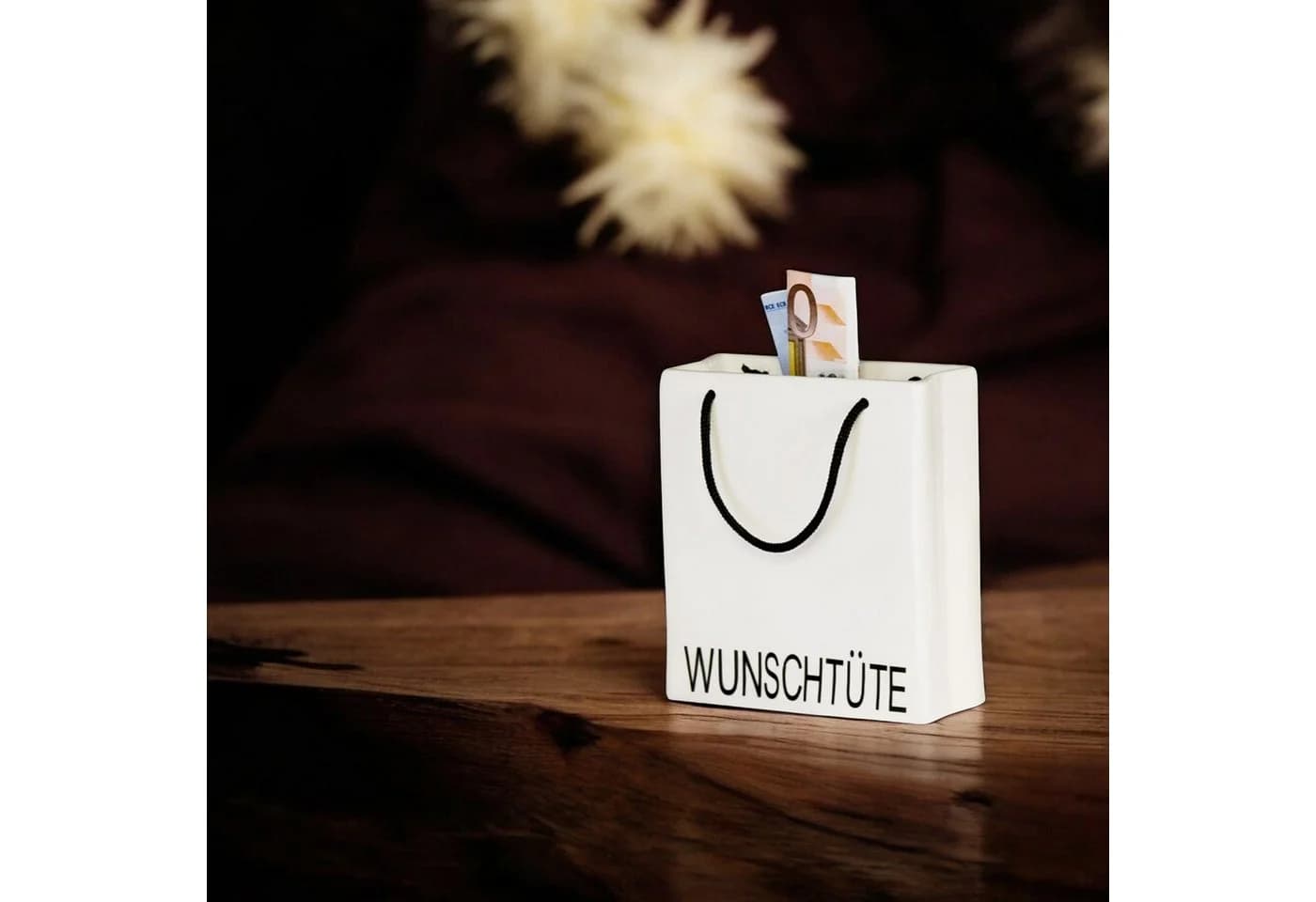 Elegante Porzellan Spardose in Weiß und Schwarz - Bild 2