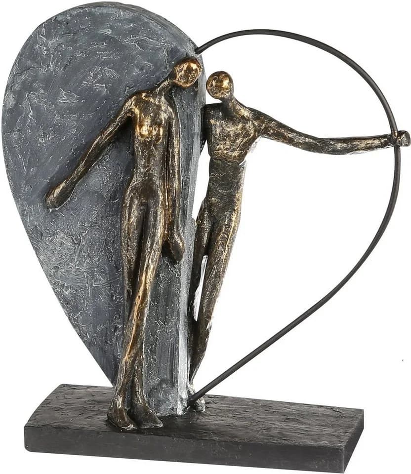 CASABLANCA BY GILDE Skulptur Herzklopfen bronzefarben/grau Polyresin