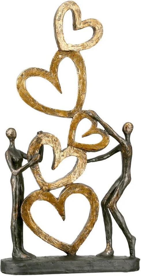 Casablanca by Gilde Dekofigur Skulptur Herz auf Herz Gold Schwarz