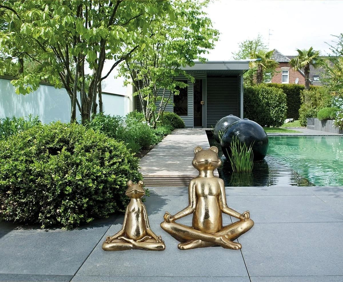 Gilde Meditierende Frosch Yoga Figur Gold Dekoobjekt