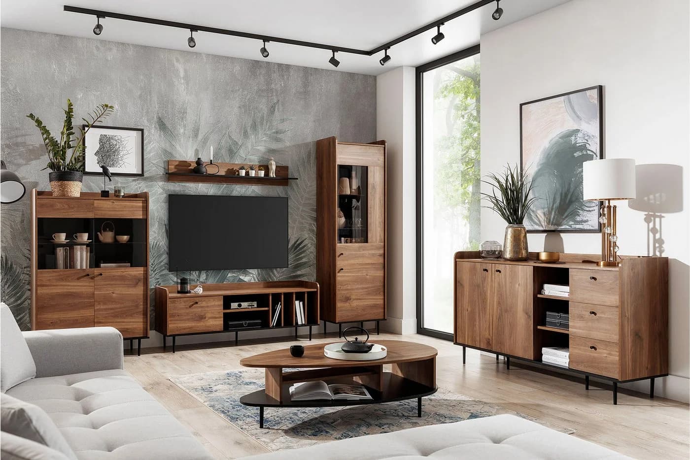 KONSIMO Wandregal CHRISTO Wandboard Loft Holzoptik Braun Schwarz