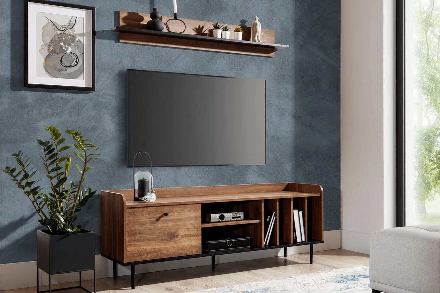 KONSIMO Wandregal CHRISTO Wandboard Loft Holzoptik Braun Schwarz - Bild 4