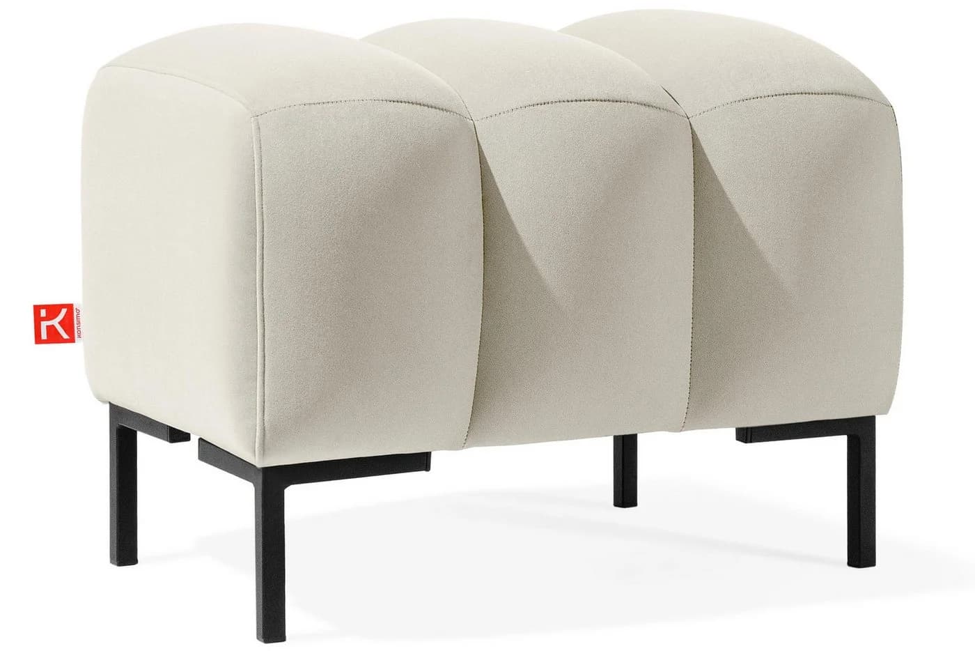 KONSIMO PECCO Sitzhocker Velours Massivholz Schwarz/Creme - Bild 2