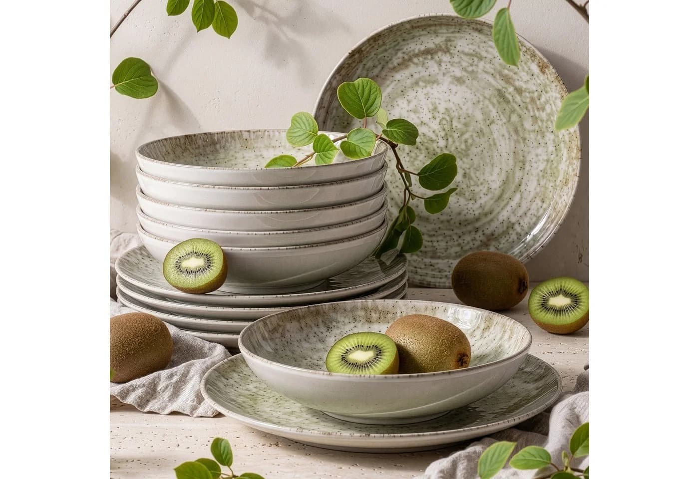 KONSIMO® Tafelservice ERATO 12-tlg. Beige Hartporzellan - Bild 2