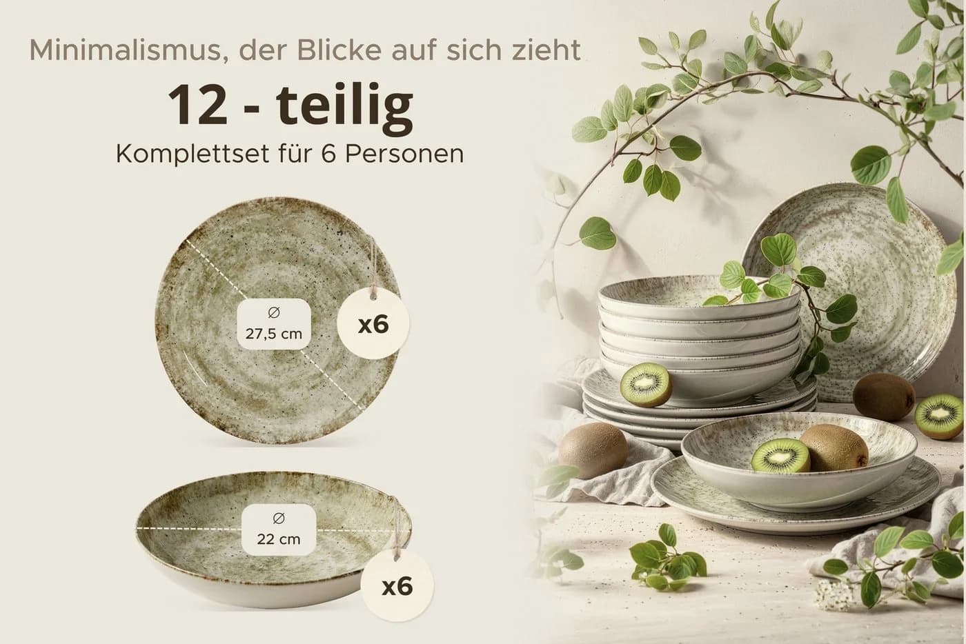 KONSIMO® Tafelservice ERATO 12-tlg. Beige Hartporzellan - Bild 5