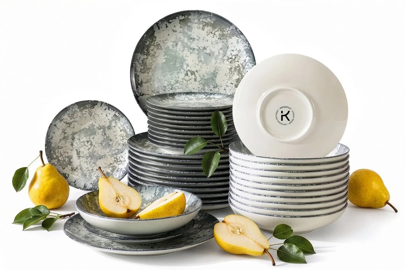 KONSIMO® Tafelservice FINGO Geschirr-Set 36-tlg. Hartporzellan