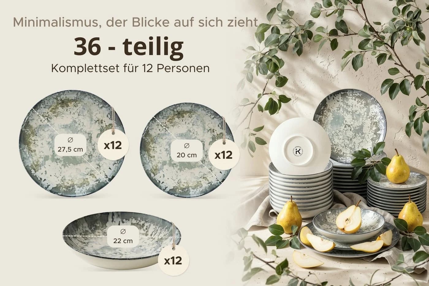 KONSIMO® Tafelservice FINGO Geschirr-Set 36-tlg. Hartporzellan - Bild 5