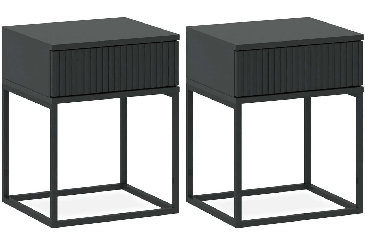 KONSIMO Nachttisch RECTUS Schwarz Push-to-Open Modern - Bild 2