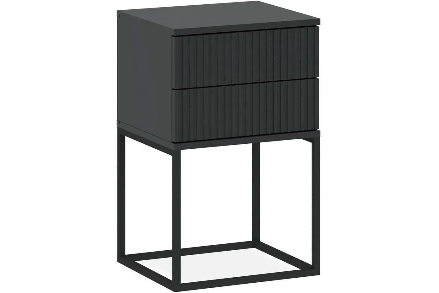 KONSIMO® Nachttisch RECTUS Schwarz Push-to-Open 2 Schubladen - Bild 3