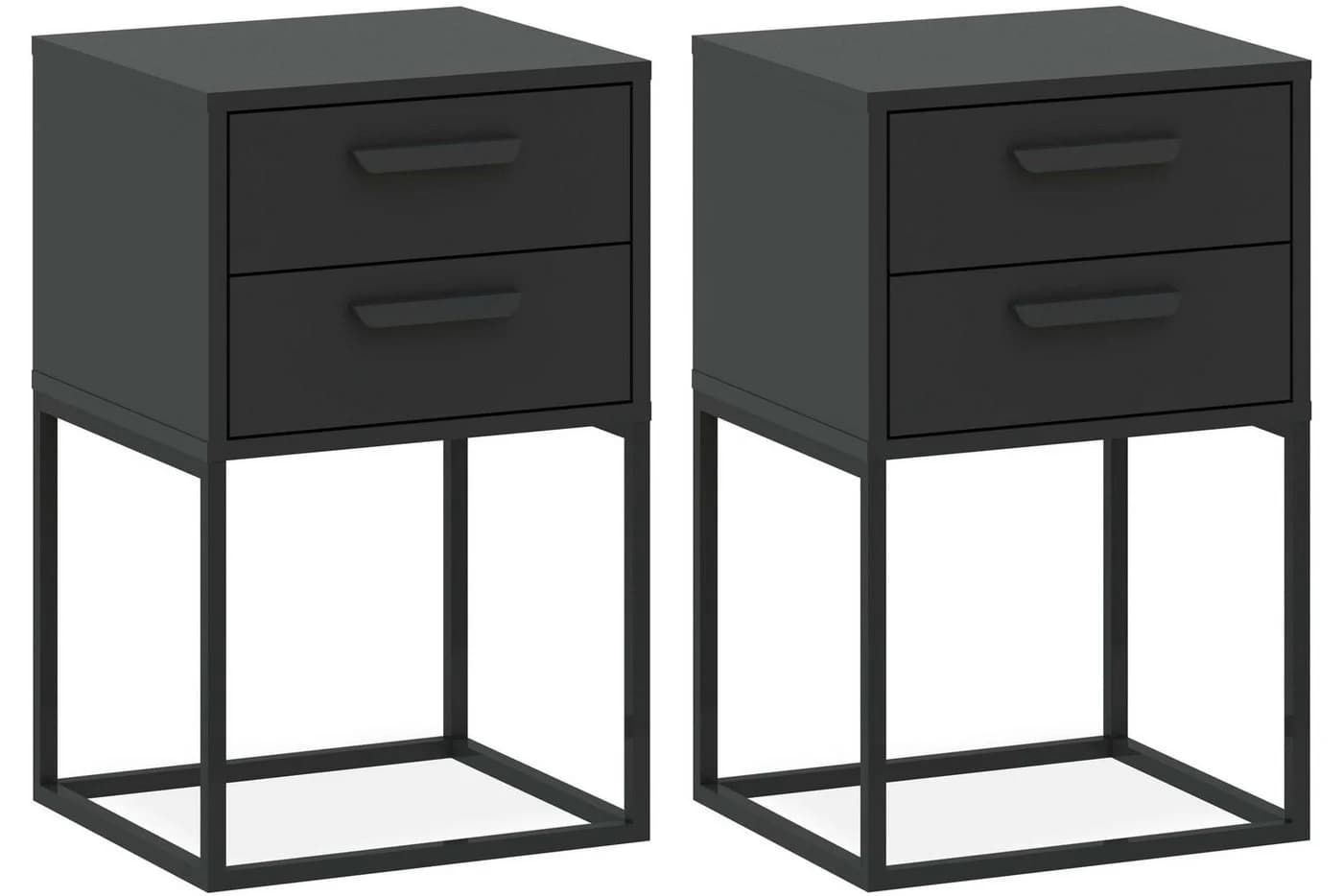 KONSIMO® Nachttisch RECTUS Modern mit 2 Schubladen schwarzer Metallrahmen - Bild 2