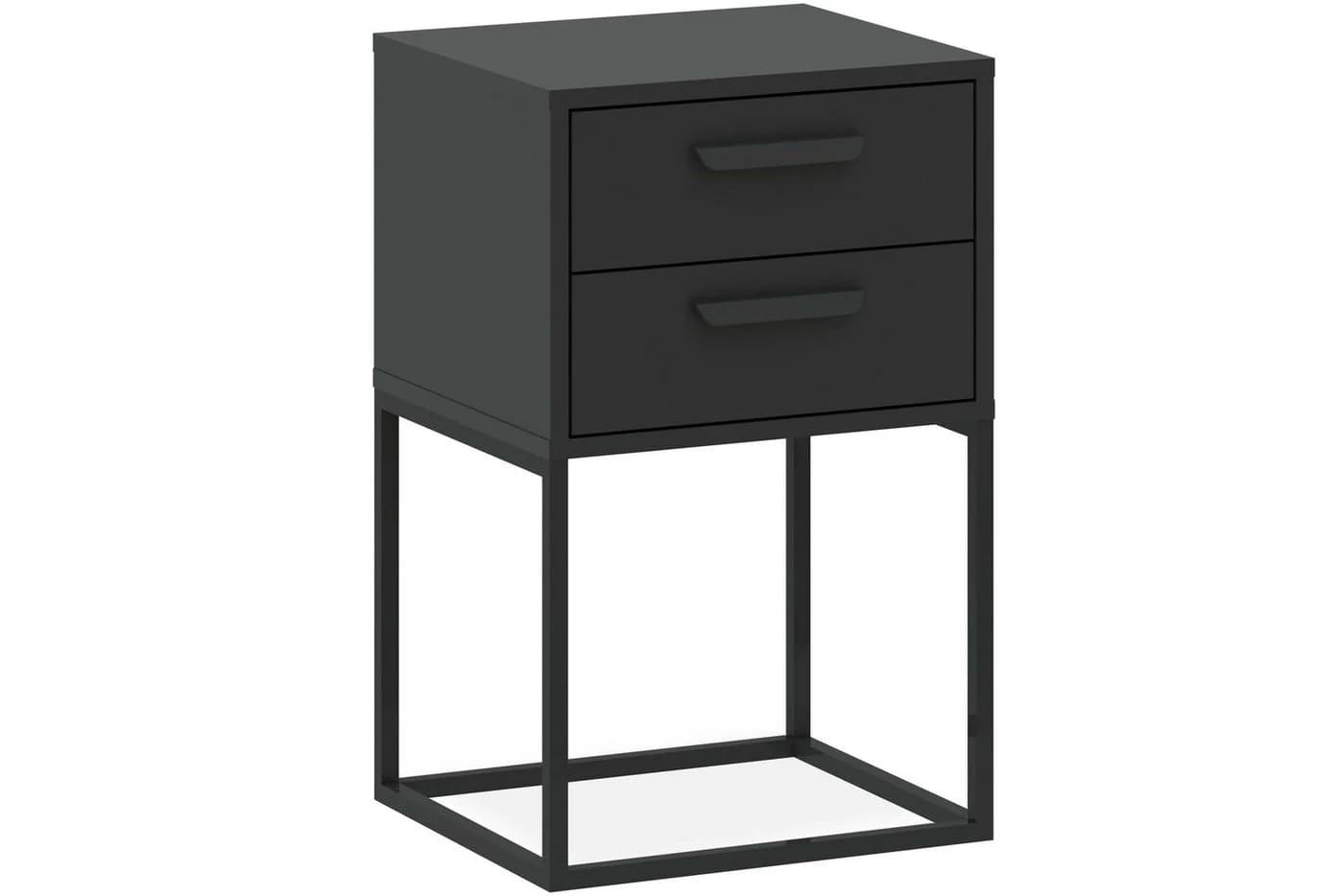 KONSIMO® Nachttisch RECTUS Modern mit 2 Schubladen schwarzer Metallrahmen - Bild 3