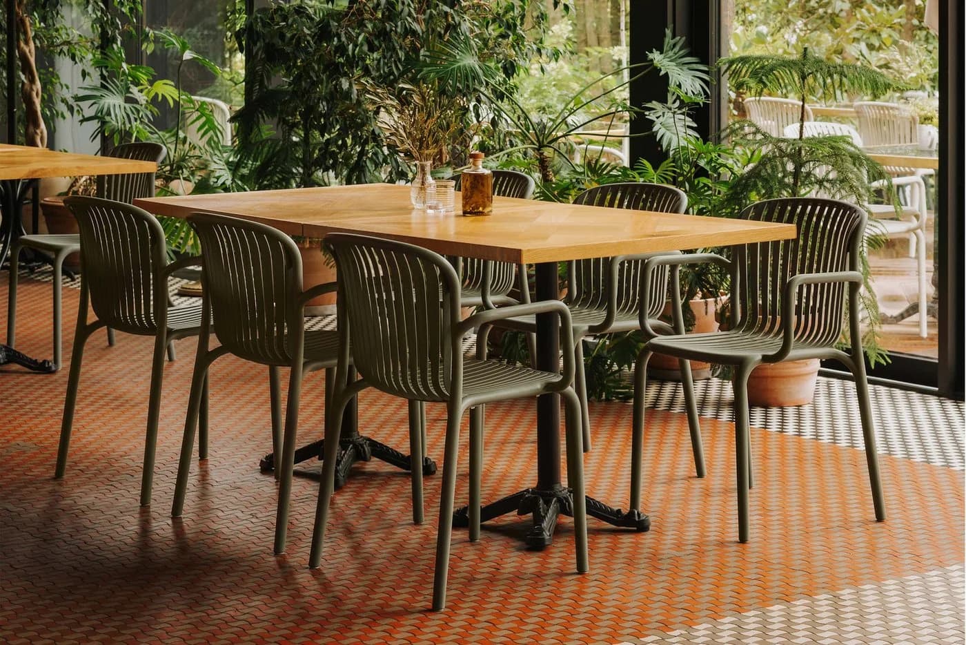 KONSIMO FICCARI Gartenstuhl 2er Set Olivgrün Stapelbar