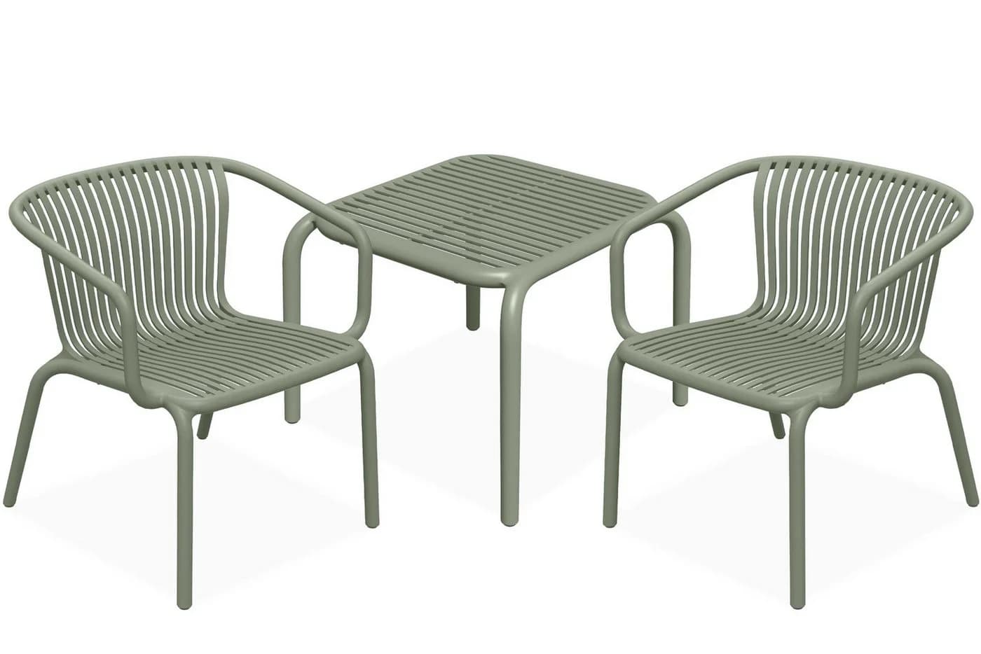 KONSIMO Gartenlounge-Set FICCARI 3-tlg. Olivgrün Kunststoff stapelbar - Bild 2