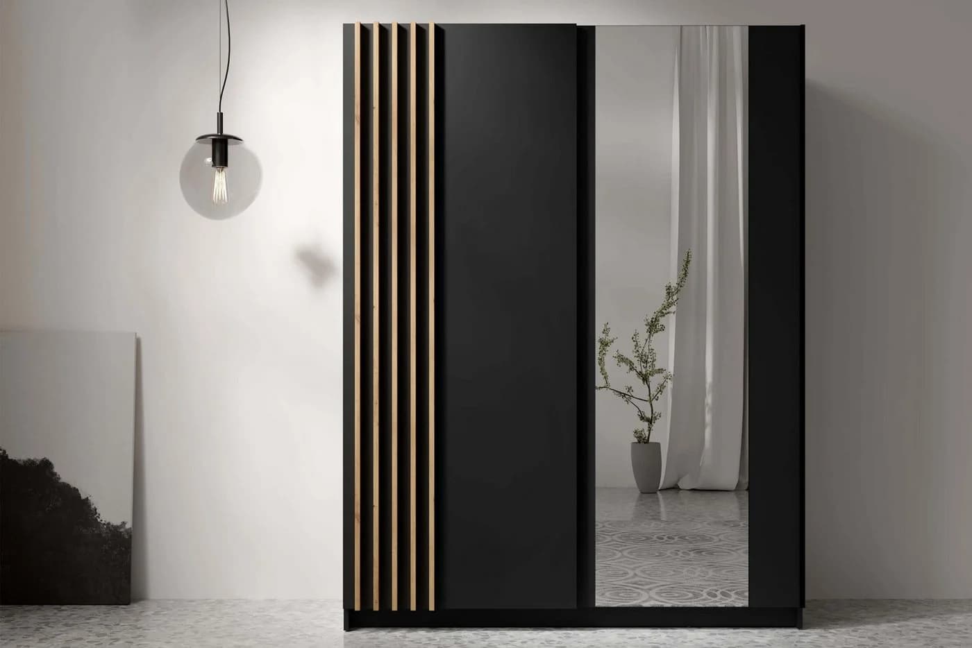 KONSIMO® Schwebetürenschrank CASTARI Kleiderschrank Schwarz - Bild 2