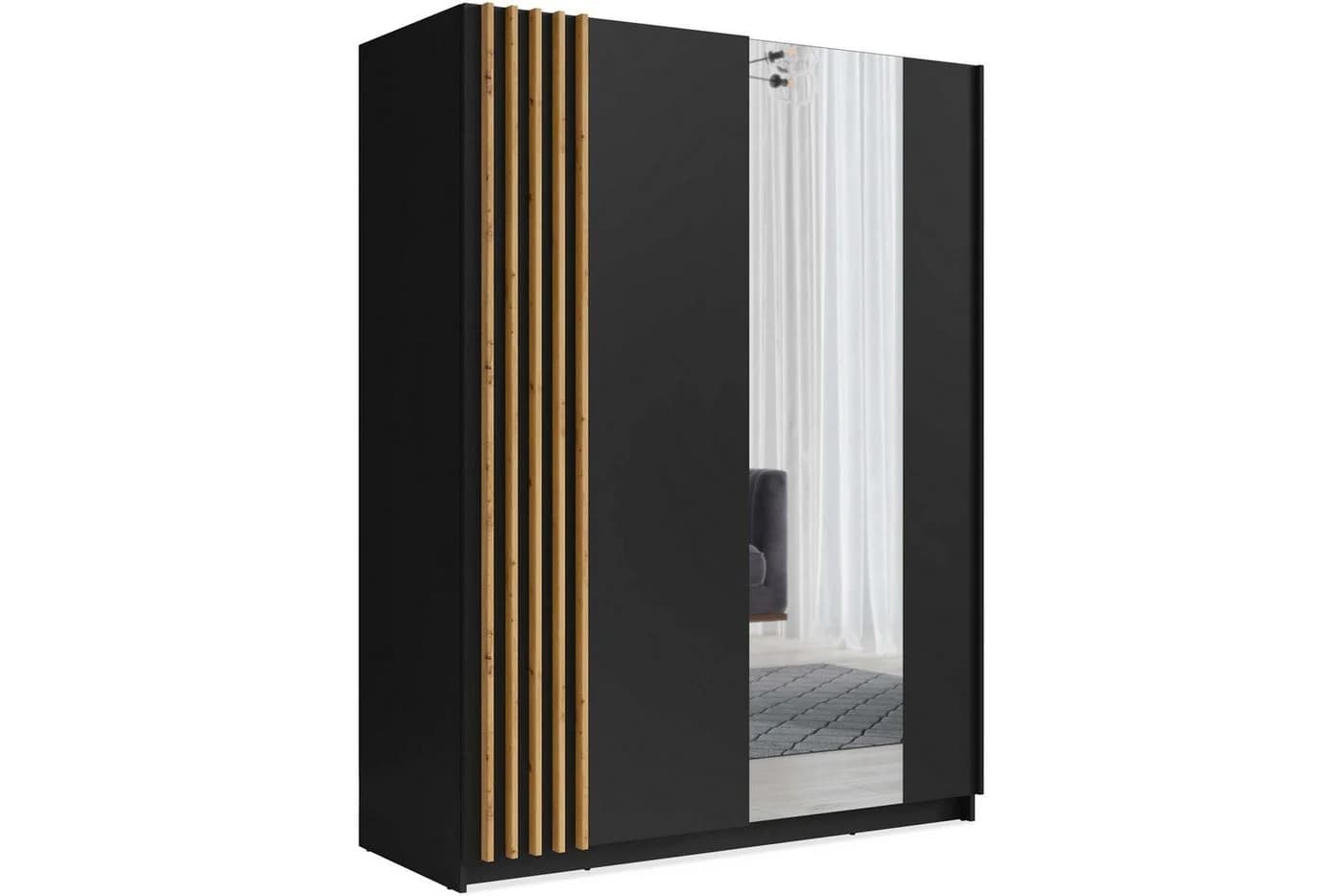 KONSIMO® Schwebetürenschrank CASTARI Kleiderschrank Schwarz - Bild 3