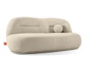 KONSIMO Sofa MALVE 3-Sitzer Couch in Bouclé hellbeige mit Dekokissen Bild 1