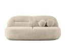 KONSIMO Sofa MALVE 3-Sitzer Couch in Bouclé hellbeige mit Dekokissen Bild 2