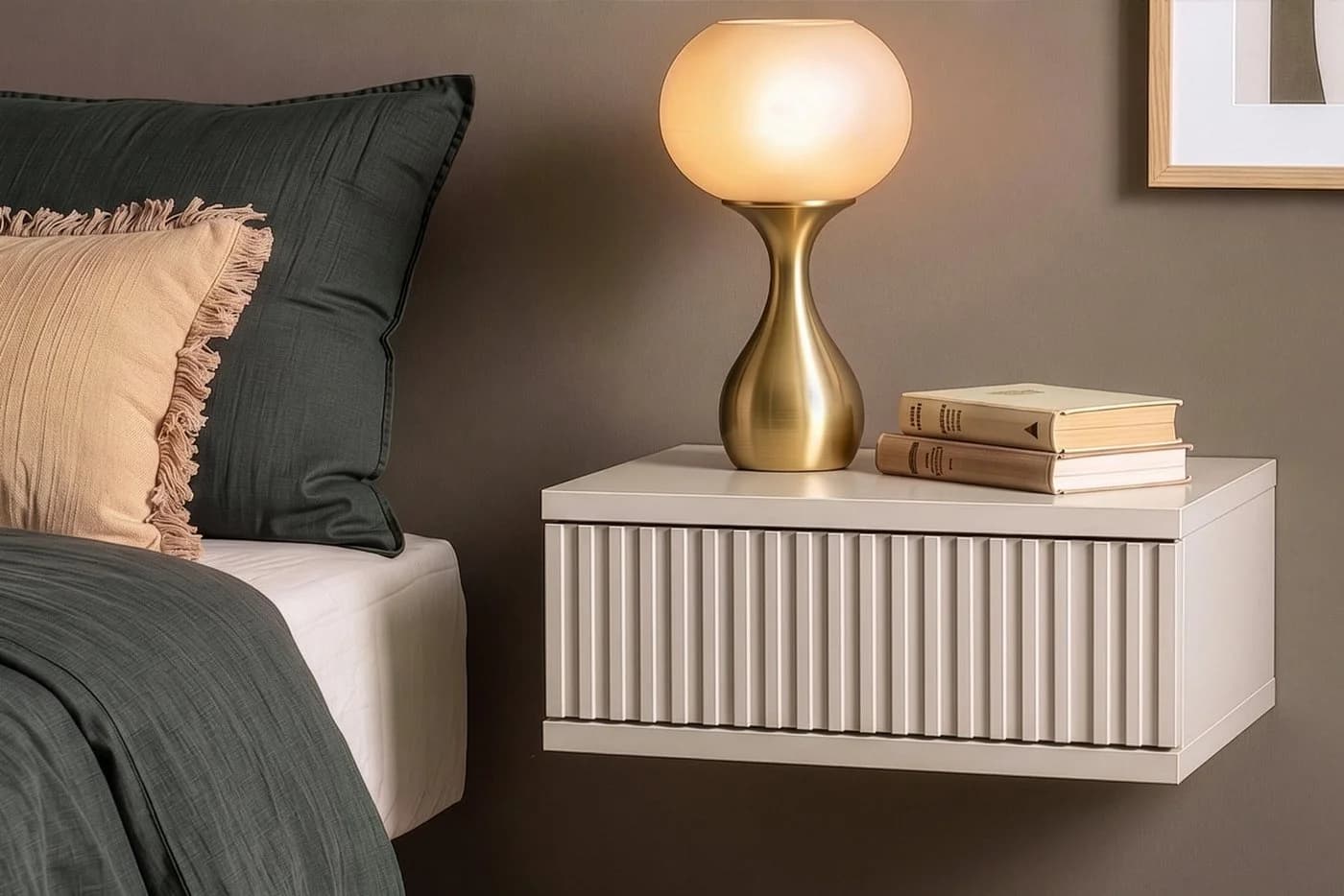 KONSIMO® Nachttisch RECTUS II Hängend 2er-Set Beige Push-to-Open - Bild 2