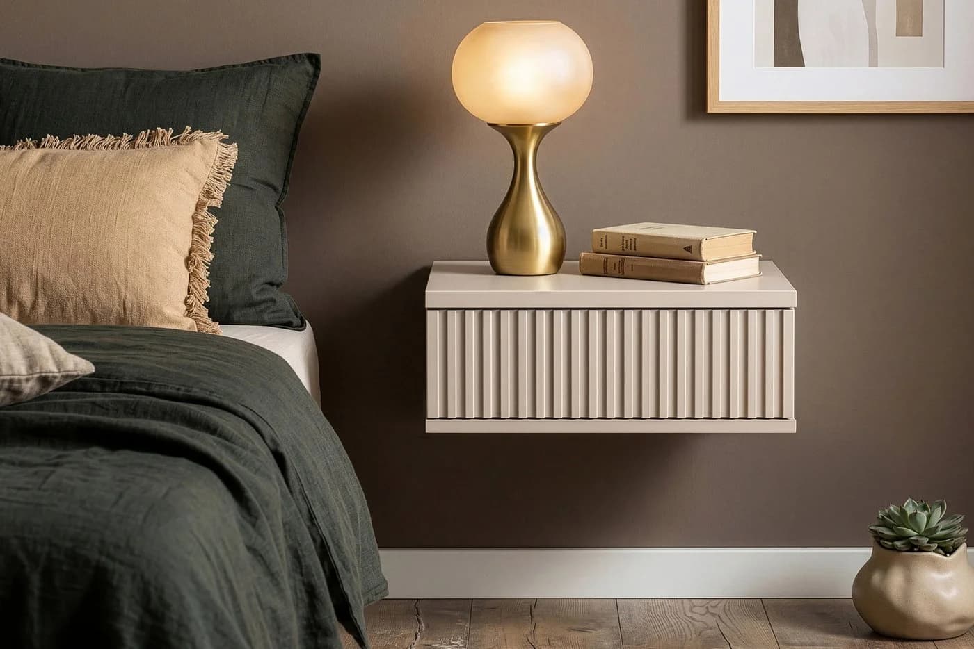 KONSIMO® Nachttisch RECTUS II Hängend 2er-Set Beige Push-to-Open - Bild 3