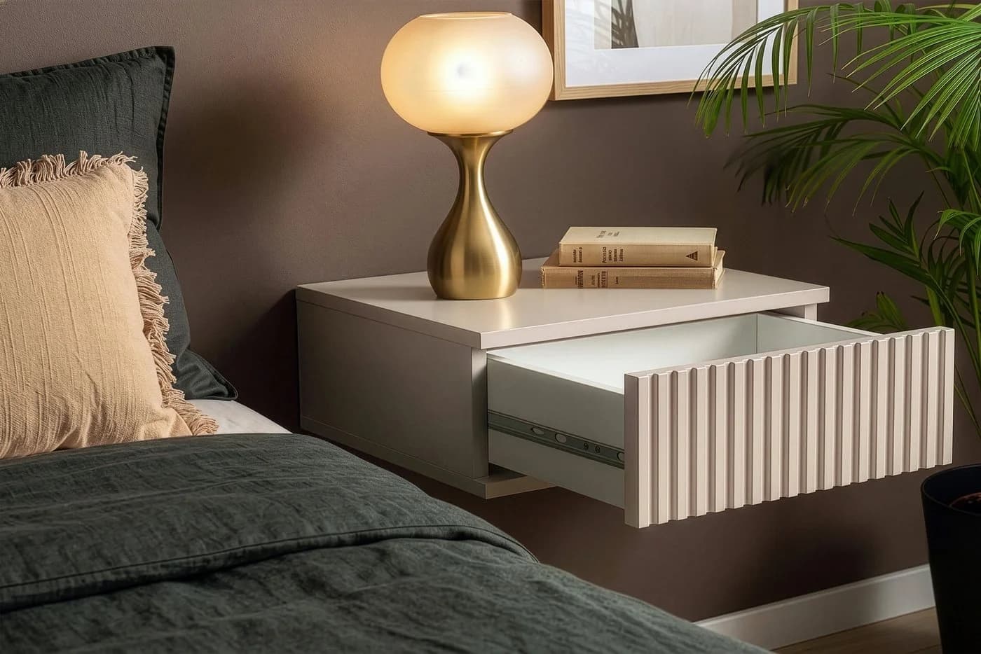 KONSIMO® Nachttisch RECTUS II Hängend 2er-Set Beige Push-to-Open - Bild 4