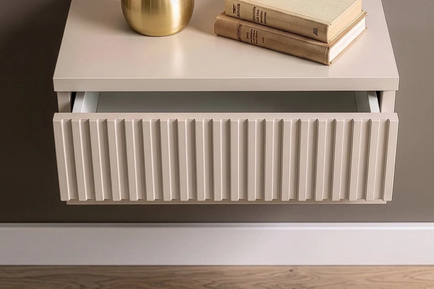 KONSIMO® Nachttisch RECTUS II Hängend 2er-Set Beige Push-to-Open - Bild 5