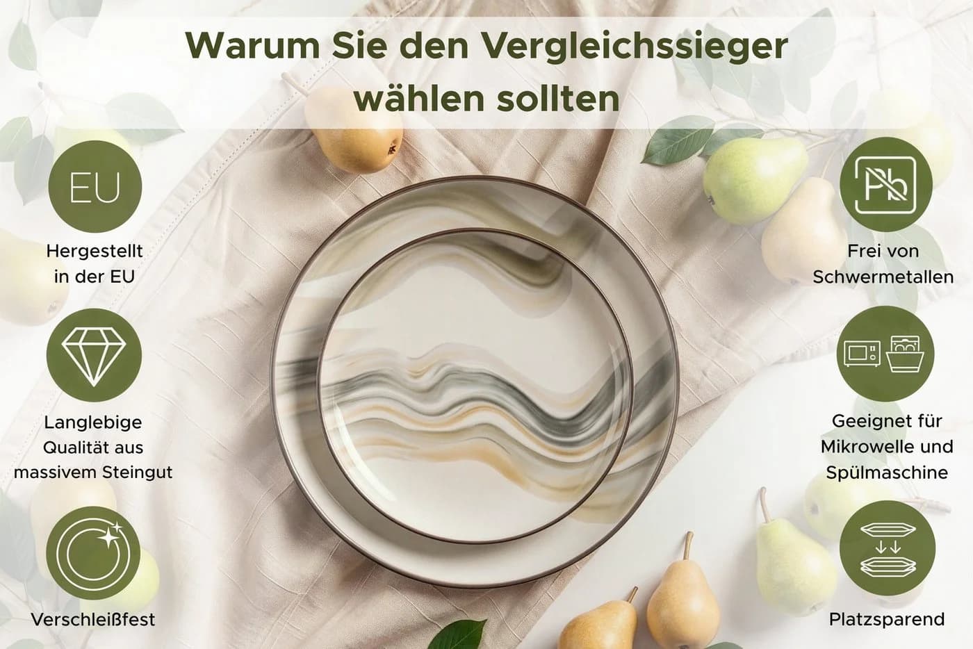 KONSIMO® Kombiservice SALVA 24-tlg. Steingut Beige/Braun/Grau - Bild 5