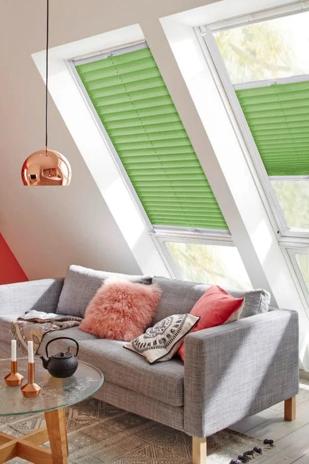 SUNLINES Dachfensterplissee Classic Style Crepe Grün Weiß