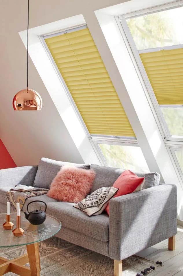 SUNLINES Dachfensterplissee Classic Style Crepe Gelb Weiß