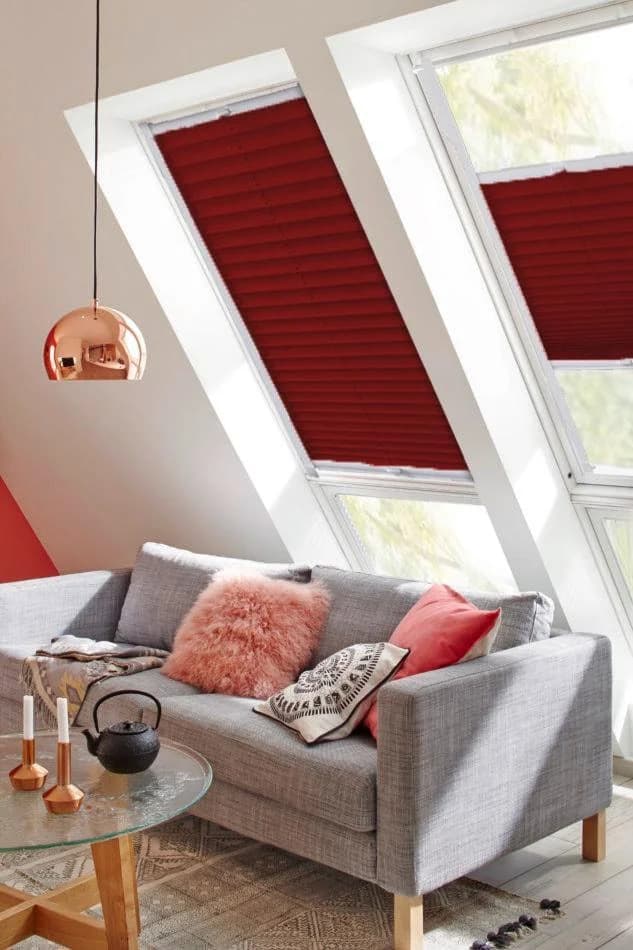 SUNLINES Dachfensterplissee Classic Style Crepe Rot mit Führungsschienen