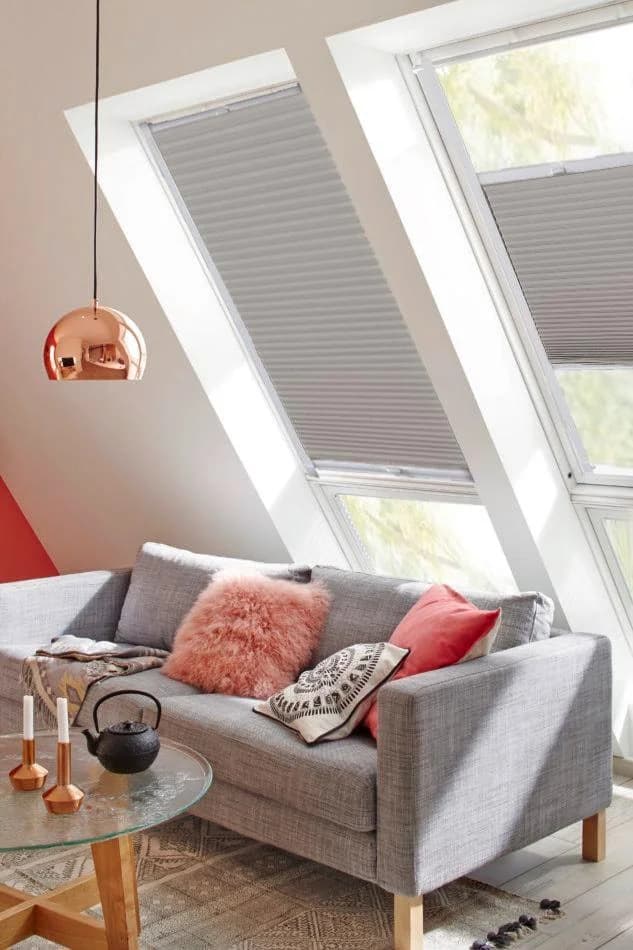 Dachfensterplissee SUNLINES StartUp Style Honeycomb TL grau/weiß