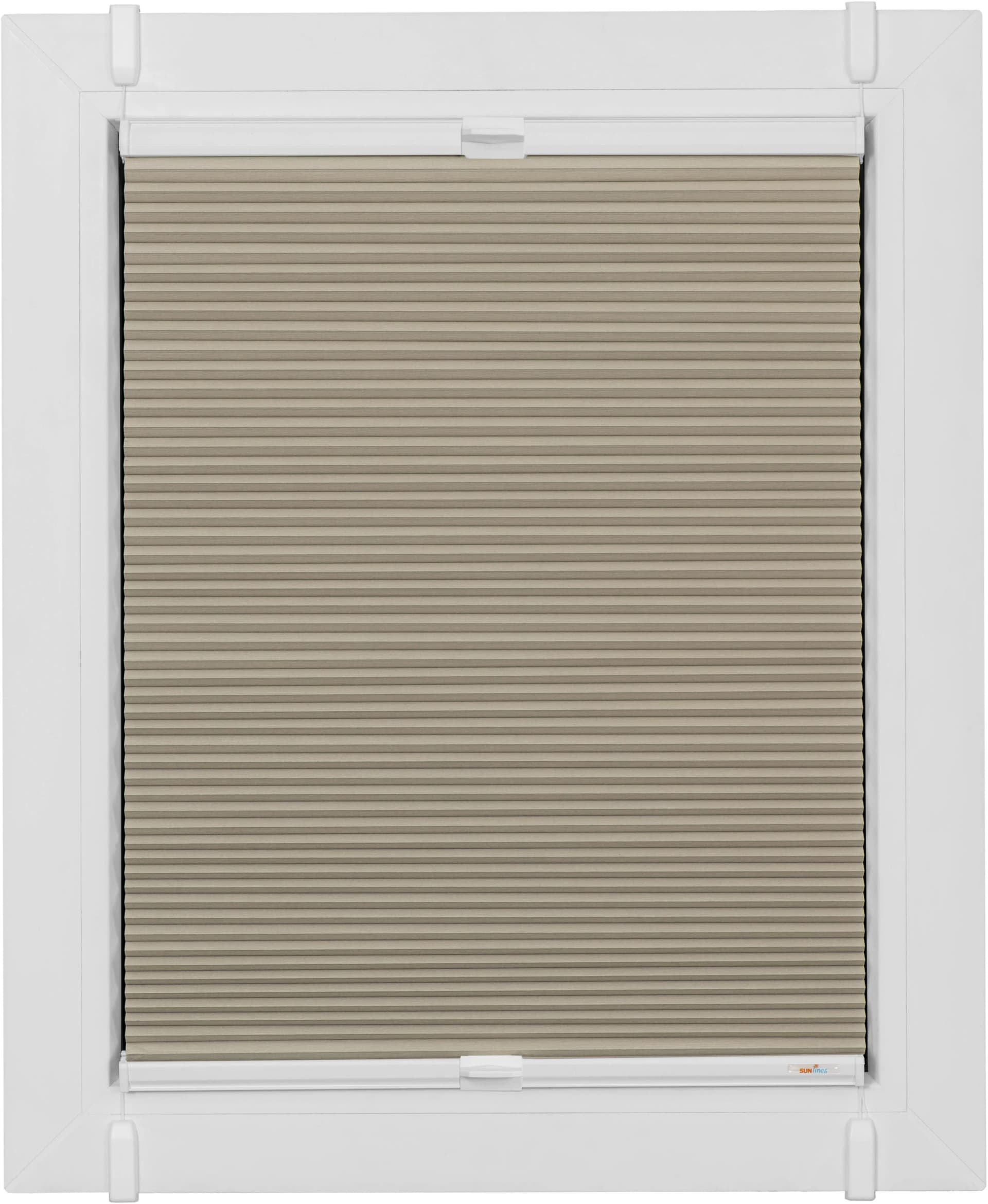 SUNLINES Wabenplissee Klemmfix Beige Weiß Verdunkelnd