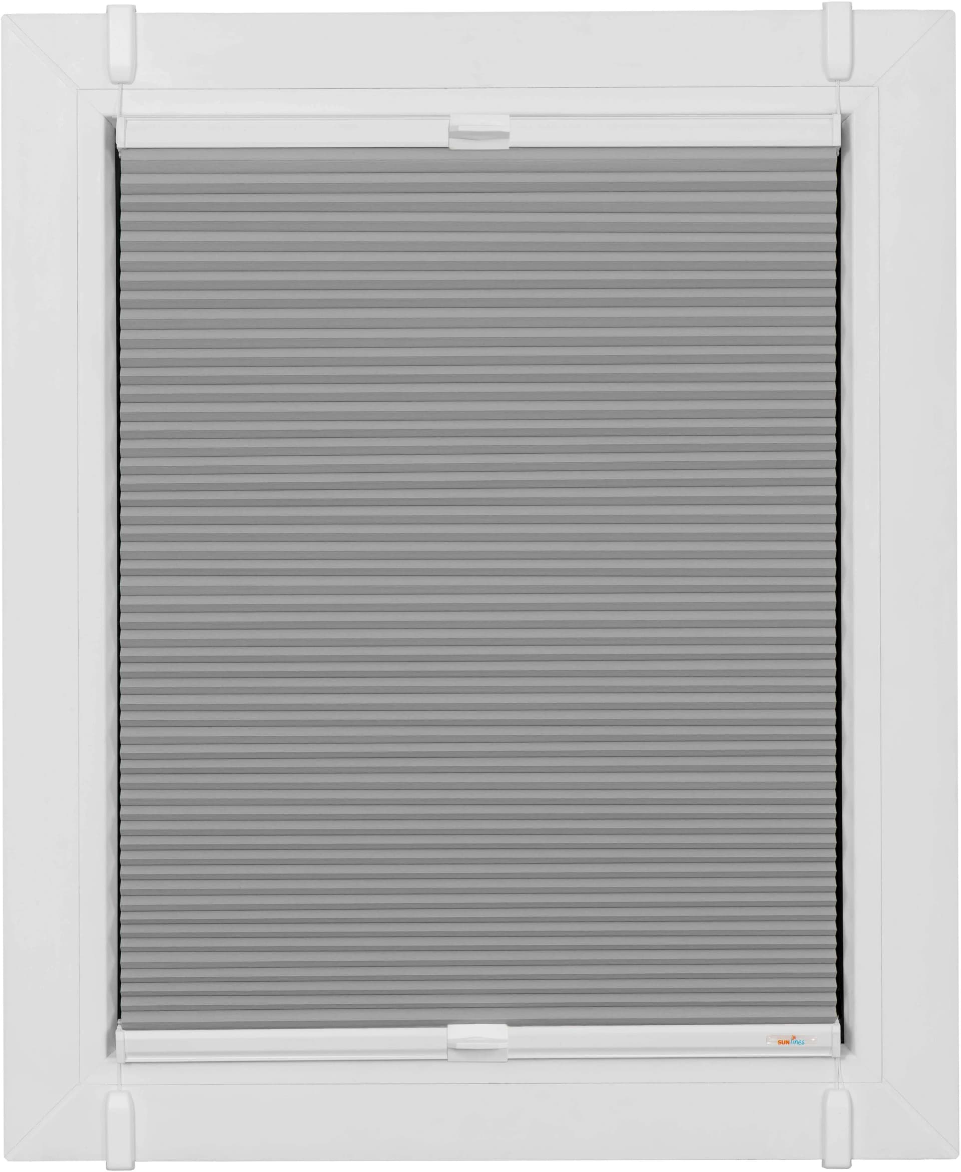 SUNLINES Wabenplissee Grau Klemmfix Verdunkelnd